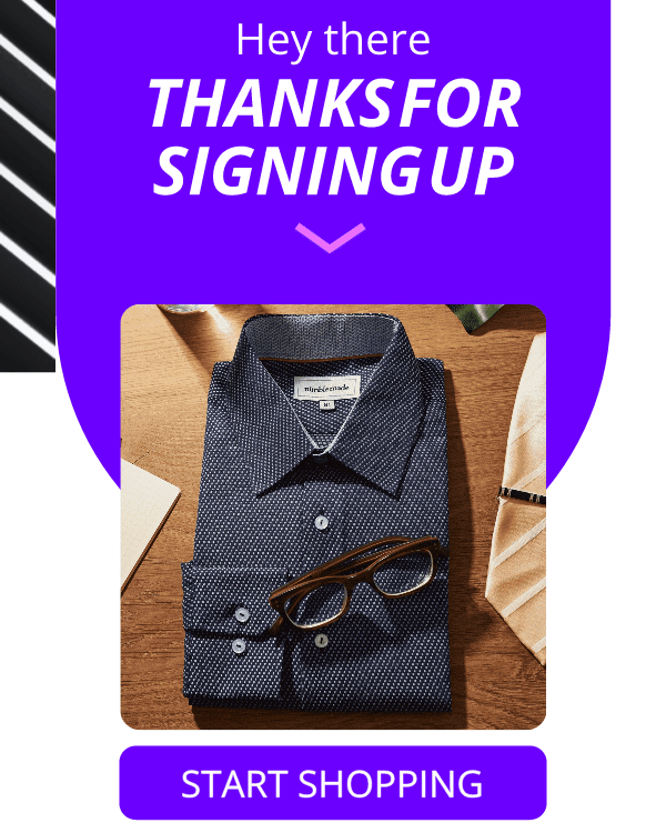 Welcome email example with three products